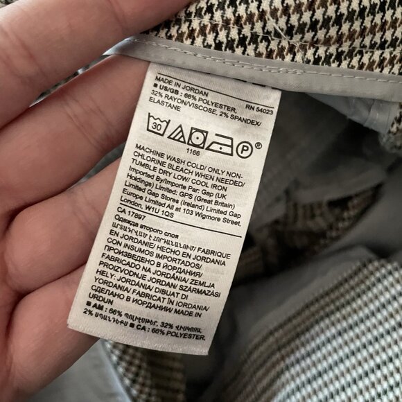 Banana Republic Women 6 Preppy Houndstooth Belted Slim Wide-Leg Cropped Pants - Picture 11 of 11